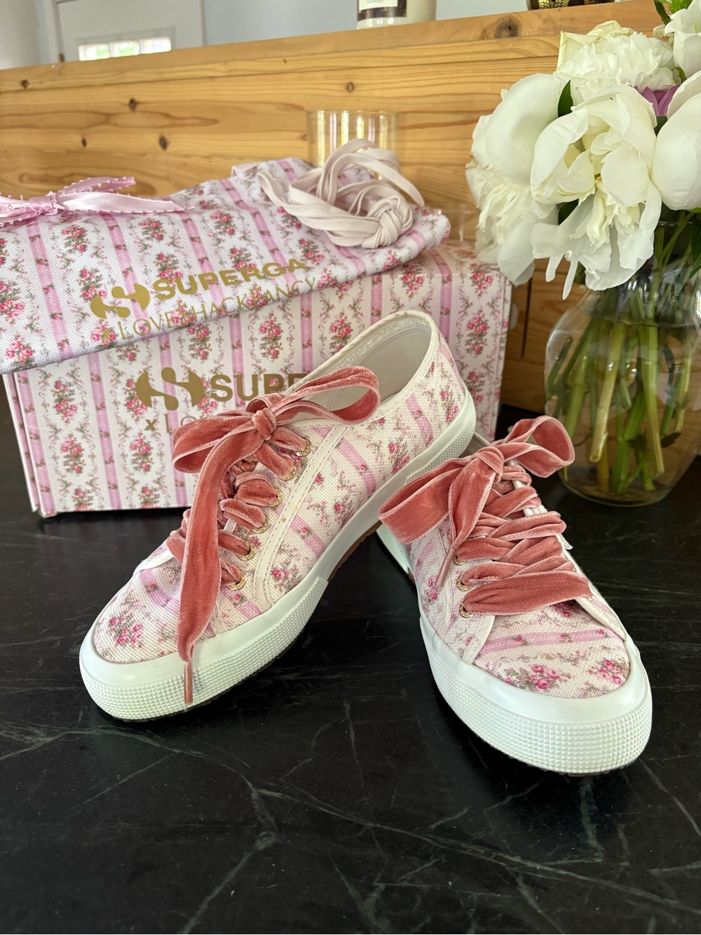 Superga x Loveshackfancy - Pink Floral Sneakers w/ Matching Tote & Box 2750 - Picture 3 of 12
